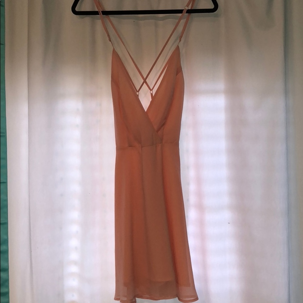 salmon colored mini dress